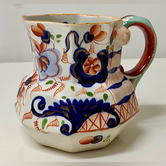 c. 1820 Gaudy Welsh Eryri Pattern Snake Handled Staffordshire China Antique Jug - Picture 3 of 16